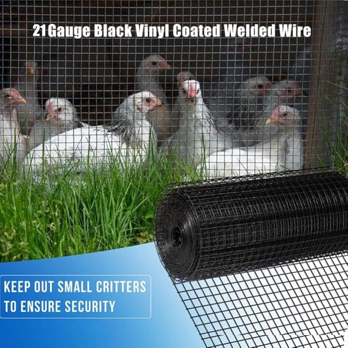 24" x 100" Hardware Cloth 21 Gauge, Black Galvanized Welded Wire Mesh Roll for Chicken Coop Fence, Poultry Netting, Garden Fence, Rabbit & Snake Cage, Heavy Duty Welding Fencing (24×100-21Gauge)