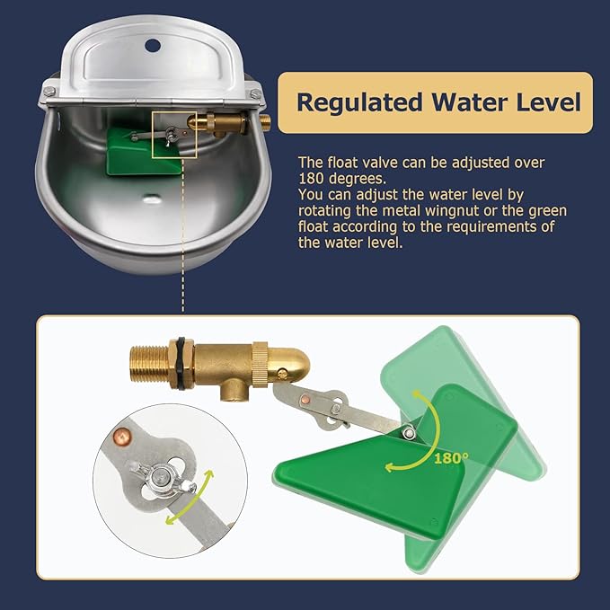 Automatic Dogs Water Dispenser for Outdoor Large Breeder,304 Stainless Steel Self Filling Water Bowl, Automatic Waterer Water Feeder for Chicken Livestock Duck Horse Animal Drinking