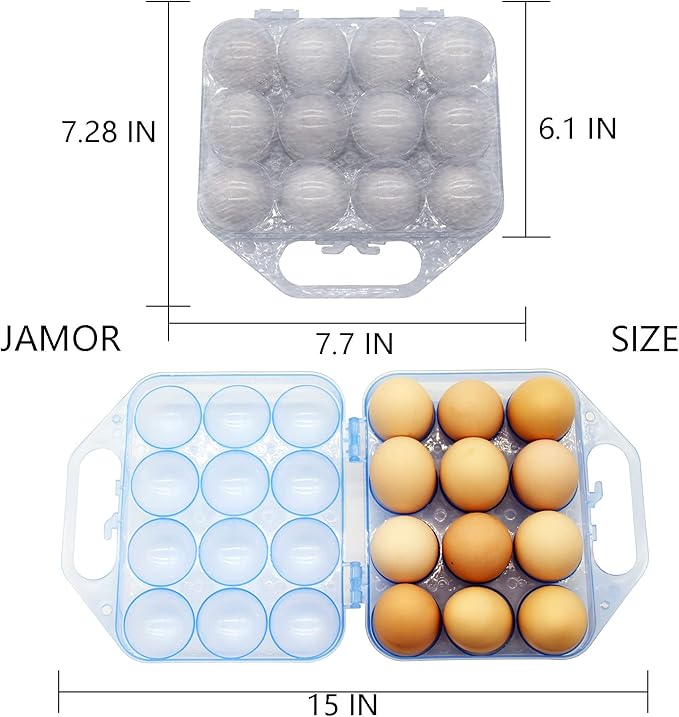 JAMOR 12 Grid Egg Storage Box Portable Box Basket, Shockproof Eggs Storage Necessary For Camping And Picnic, Portable Thickened Egg Box For Travel And Outdoor (White)