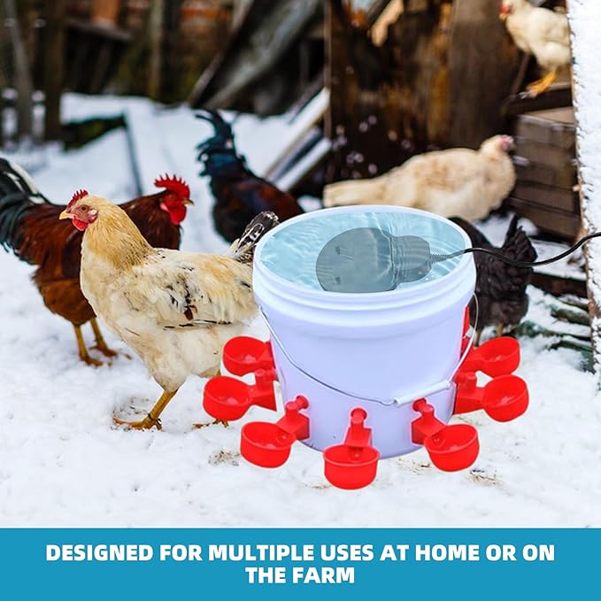 500W De-Icer Birdbath Heater with Black Teflon Coating, Integral Cast Aluminum Trough Heater for Livestock,Poultry, Birds, and Wildlife, Winter Use for Chicken Water Heater,9.84FT Cord