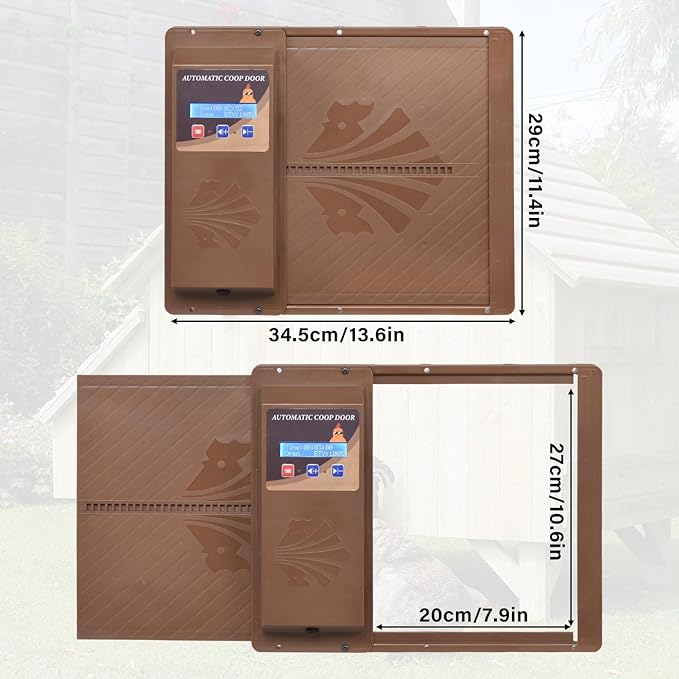 Automatic Chicken Coop Door, LCD Display Battery Powered Automatic Chicken Door with Timer, Electric Auto Chickens Doors Opener Anti-Pinch Function Weatherproof
