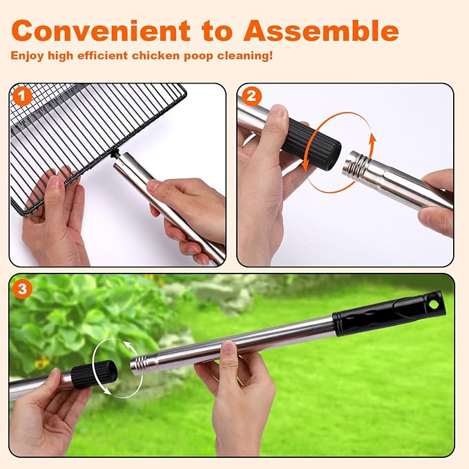Mity rain Chicken Coop Accessories, Large Adjustable Chicken Scooper for Cleaning, Sifting Shovel for Chicken Coop Separating Poo and Debris from Sand, Chicken Litter Scoop Supplies