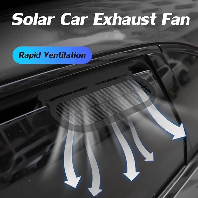 Car Solar Powered Exhaust Fan Car Window Exhaust Fans Vehicle Ventilation Fan Auto Air Vent Cool Fan Cooler Ventilation System Car Radiator Cooling Fans with Three Air Outlets, Black
