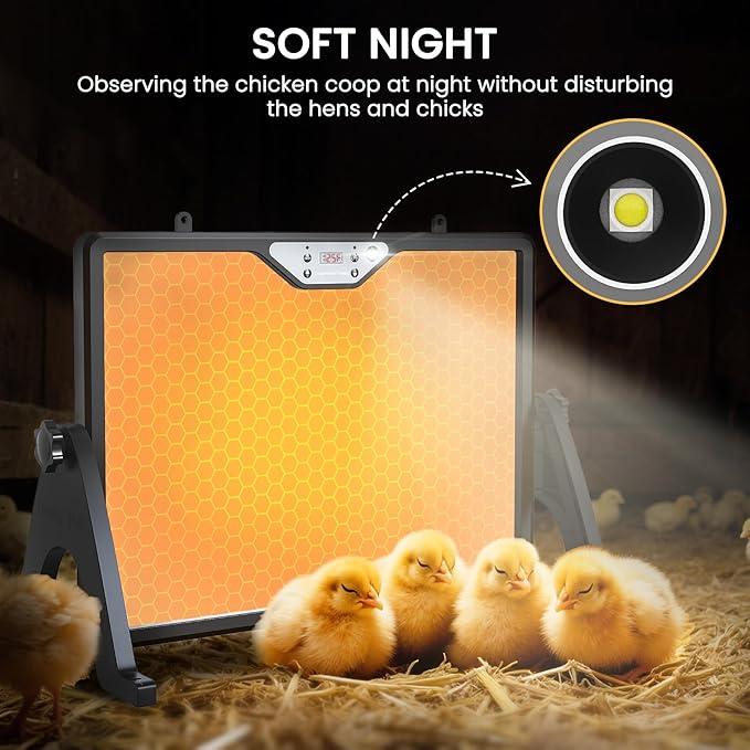 Chicken Coop Heater Brooder Plate, 180W Dual-Heating Chicken Heater Built-in Thermostat | Cycle Mode | Light, Remote Control Chick Heater for Coop, Adjustable Chicken Warmer for Poultry, UL-Compliant
