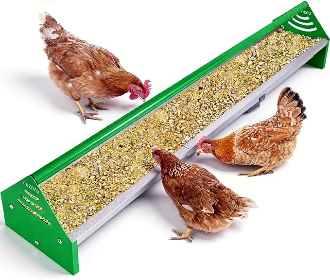 47" Chicken Trough Feeder - Galvanized Steel Feed Trough with Drainage Holes & Red Crossbar for Chicken, Duck, Turkey | Heavy Duty, Rust-Proof & Easy-Clean Design
