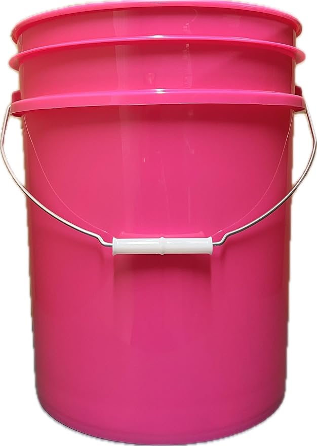 House Naturals 5 Gallon Food Grade, BPA Free, Made in USA, Plastic Bucket, 3 Colors, (Pack of 3) (5G-Pink-Magenta-Purple HN Clear lids)