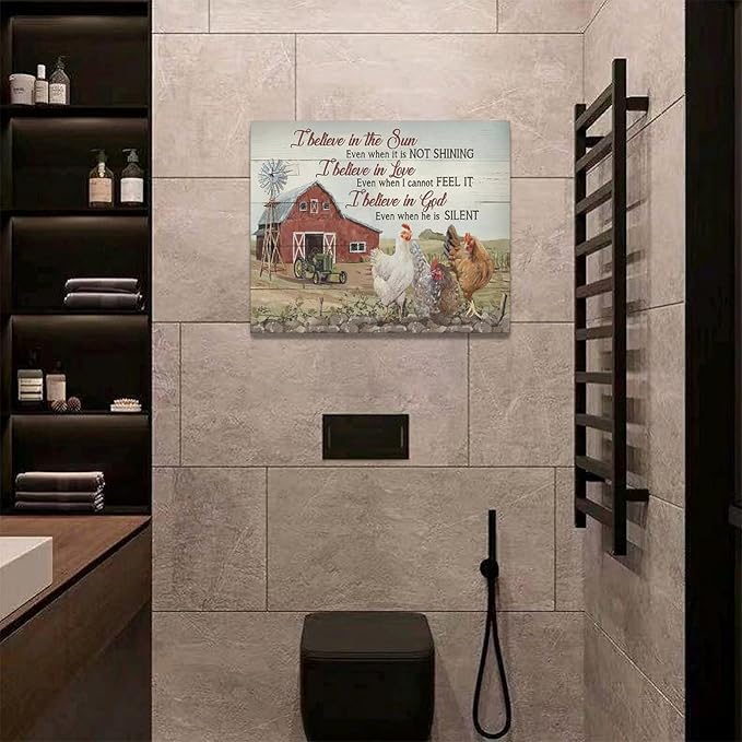 banonaty Rooster Kitchen DecorWall Art Rustic Farmhouse Chicken Barn PicturesWall Decor Country Inspirational Quotes Canvas Prints Home Office Decorations For Bathroom Dinning Room Framed 20/inx16/in