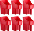 Baderke 6 Pcs Plastic Feed Scoop Enclosed Feed Scoop with Measure Marks Heavy Duty Durable Stackable for Horse Goat Ranchers Livestock Homesteaders Feeding Supplies(Red)