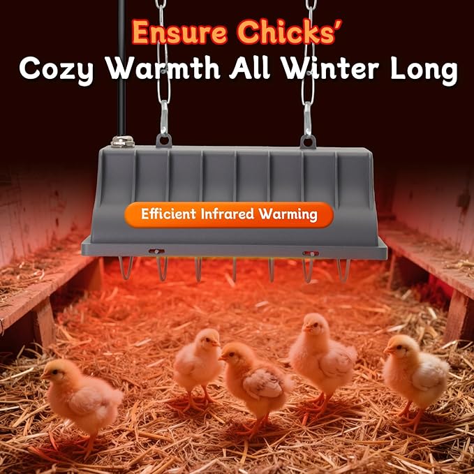 Chicken Coop Heater Lamp,250W Brooder Heating with Temperature Control Adjustable Hanging Height for Chicken,Cat Bed,Dog Kennel,Reptiles & Incubators,Poultry Heating Warm in Winter