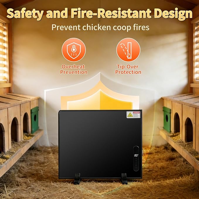 200W Smart Chicken Coop Heater with Thermostat – Check Temperature, APP-Controlled Temperature & Timer, Big Heat Plate for Chicken Coop, Fireproof Chick Heat Plate, 23" x 20"