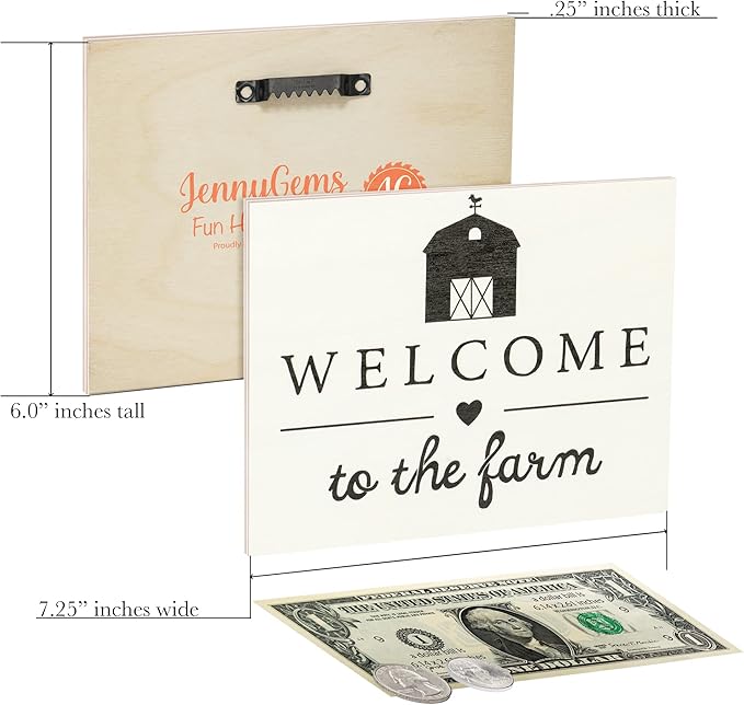 JennyGems Welcome To the Farm Wooden Sign, Barn Gifts, Rustic Farmhouse Decorations Wall Hanging, White