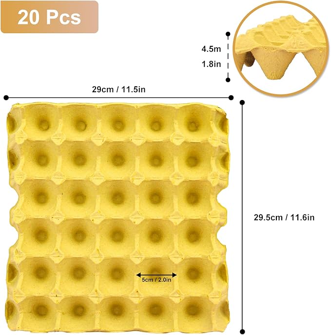 20 Flats 30-Cell Egg Crate（Holds 30 Eggs）, Cardboard Egg Cartons, Sturdy and Stackable Egg Flats, Perfect Egg Crates for Fresh Eggs, Chicken Farm