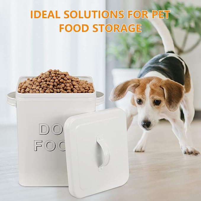 Dog Food Storage Container Farmhouse Pet Food Storage Containers with Lid and Scoop, Perfect Vintage Durable Canister Treats Tin for Kitchen Countertop, Shelf, Great Gift for Pet Owners - Dog Food