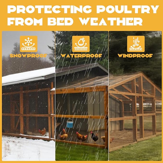 10x20ft 16Mil Chicken Coop Covers for Winter,Heavy Duty Clear Chicken Run Vinyl Tarp Waterproof,Plastic Winterizing Insulation Cold-Proof Enclosure Wrap with Grommets for Porch Patio Poultry