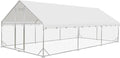 Outdoor Metal Chicken Coop, Metal Chicken Coop with Run,Walk-in Poultry Cage Spire-Shaped Chicken Run Small Animal Pens with Waterproof and Anti-UV Cover for Outside,Backyard and Farm,19.6'x9.8'x6.4'