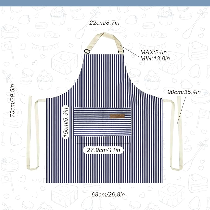 ATROPOS 2 Pieces Aprons for Women with Pockets, Aprons for Men, Womens Kitchen Apron, Cooking Apron Adjustable Bib Chef Apron(Unisex)