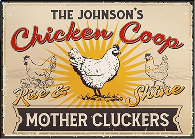 Personalized Fluffy Butt Hut Chicken Coop Sign, Custom Farmhouse Metal Sign with Spoiled Hens Wall Art, Funny Backyard Chicken Decor for Coop, Barn, Farm, Rustic Vintage Style DS12