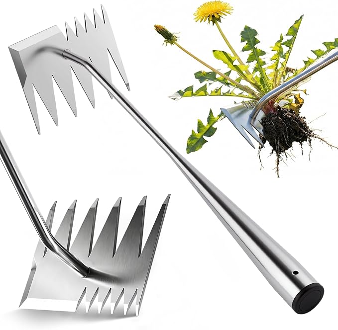 Upgraded Weed Puller Tool, 6-Tooth Manganese Steel Manual Weeders, Portable Garden Weed Remover Tools for Vegetable Gardening Backyard Farm Planting & Weeding