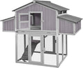 GUTINNEEN Large Chicken Coop for 6-8 Chickens Outdoor Chicken House with Two Nesting Box Folding Design Leakproof Pull-on Tray