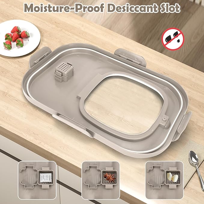 Dog Food Storage Container, 20Lbs Rice Storage Container Dispenser, Airtight Large Pet Cat Food Bin with Wheels, Scoop & Measuring Cup, Collapsible Kitchen Dry Food Holder for Four Sugar Cereal Kibble