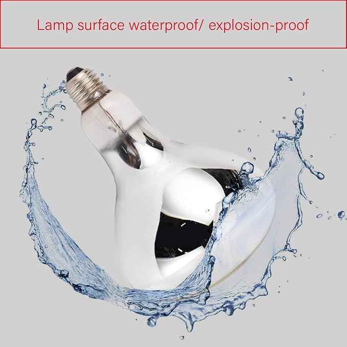 Incandescent R40 Reflector Infrared Lamp, Explosion Proof Clear Glass, E26 Base, Heat Lamp Bulb 250W for Reptiles, Turtles, Pets, Calves and Lambs, Chicks and Bathroom, 2 Pack (R40INC)