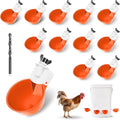 Chicken Water Cups 12 Pack, Automatic Filling Waterer Feeder Bowl, Gravity Poultry Watering System, Chicken Water Dispenser, Chicken Coop Accessories for Hens, Duck, Goose, Turkey (Orange)