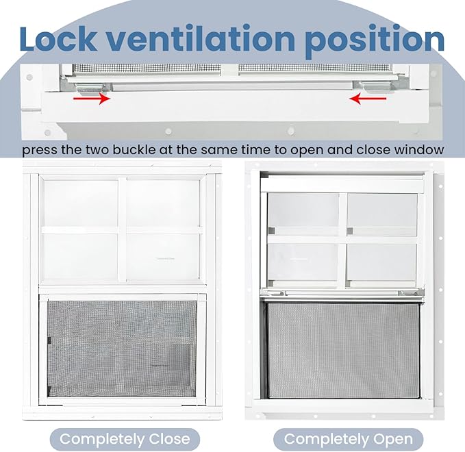 COLORPAPA 2 Pack Shed Windows,16" x 16" Flush Mount Small Window,Sliding Windows with Tempered Glass and Fiberglass Screen Shed, Chicken Coop, Playhouse, Household, Garage, Barns (White)