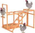Chicken Coop, Chicken Perches with Swing Toy & Ladder & Platforms & Food Storage, Poultry Coop Cage Accessory Toy Outdoor for Entertainment Backyard Farm