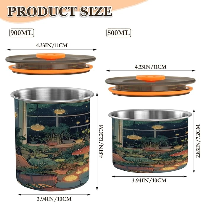 Coffee Canister Night Frog Farmhouse Airtight Stainless Steel Coffee Container, 17 OZ Food Storage Container for Coffee Beans, Ground, Sugar, Tea, Flour, Rice