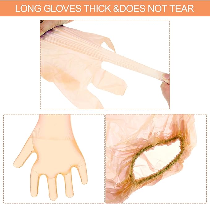 Honeydak 30 Pairs Field Dressing Gloves Disposable Deer Gutting Hunting Cleaning Gloves with Long and Short Mitten Combo PVC