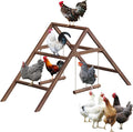 Pine Wood Chicken Perch with 2 Swings & Ladder, Multi-Level Chicken Roosting Bars for Backyard Coop, Roosting Bars for 10–12 Chickens, Easy to Assemble & Clean