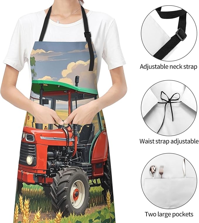 Waterproof Apron Adjustable Bib for Women Men Vintage Nautical White Ship Cooking Aprons Chef Bibs with 2 Pocket