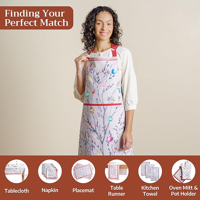 Maison d' Hermine 100% Cotton Apron for women with Pocket Kitchen Chef Apron for Men Cooking Easter Decorations