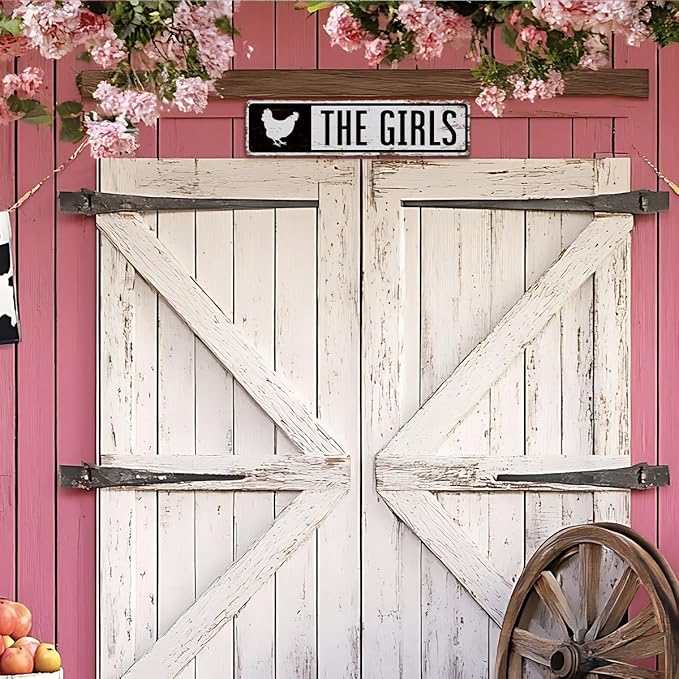 Rustic Farmhouse Style Chicken Coop Sign, Metal Outdoor Chicken House Signs, The Girls Funny Chicken Coop Metal Signs, Retro Iron Tin Sign, Farmhouse Decor, Backyard Hen House Gift 15.8x4 Inch