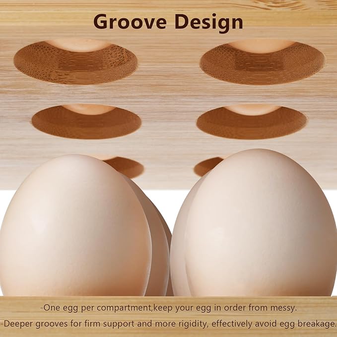 Space-Saving Bamboo Egg Rack - 3-Tier 12-Egg Capacity with Screwdriver, Stackable Countertop Organizer for Fresh Eggs