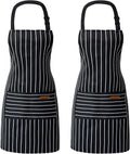 ATROPOS 2 Pieces Aprons for Women with Pockets, Aprons for Men, Womens Kitchen Apron, Cooking Apron Adjustable Bib Chef Apron(Unisex)