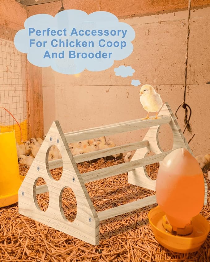 vensovo Chicken Perch Roosting- Woodern Chick Roosts and Perches Stand Training Perch for Baby Chicks, Hens, Chicken Coop, Brooder, 15.5" x 10.6" x 7"