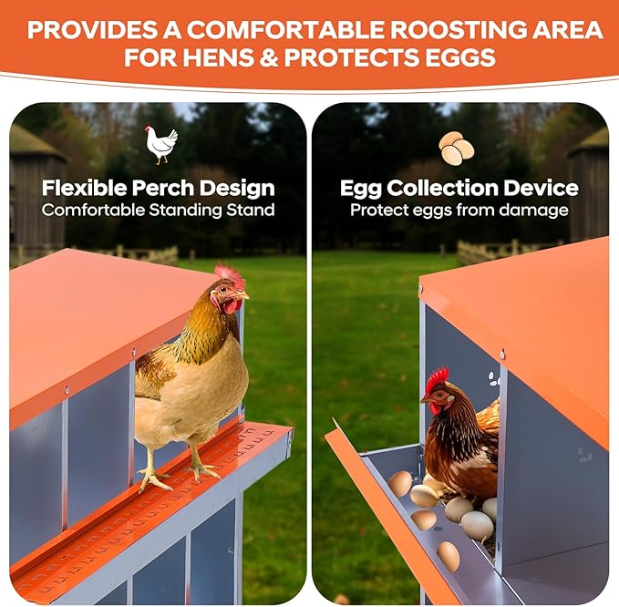 Chicken Nesting Box with Bracket Legs, 6 Compartment Nesting Boxes for Chickens, Chicken Laying Boxes to Protect Eggs, Easy to Clean & Install