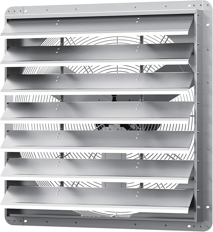 30 Inch Shutter Exhaust Fan, Aluminum Wall Mounted Exhaust Fan, 9451 CFM High Speed Automatic Shutter Attic Fan, Vent Fan For Greenhouse,Shed,Shop,Garage,ETL Listed