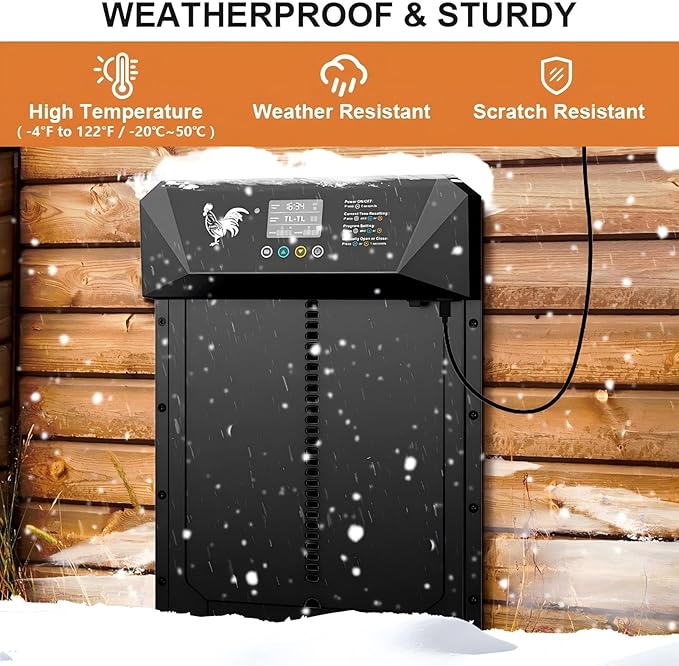 Large Size Automatic Chicken Coop Door Solar Powered,15.9"H x 12"L x 2.68"W,Aluminum Alloy Chicken Door with LCD Display,Timer & Light Sensor,4 Control Modes,Anti-Pinch Coop Door with Remote Control
