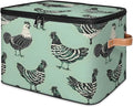 Modern Farmhouse Animal Chicken Storage Bins With Lids Fabric Collapsible Storage Box with Leather Handles for Home Bedroom Foldable Closet Shelf Organizer