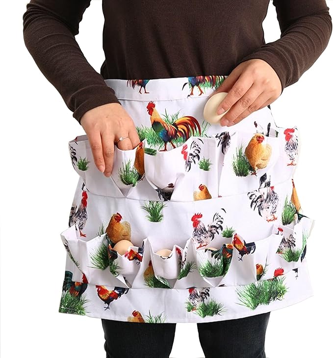 12 Pockets Egg Apron for Women, Farm Fresh Eggs Apron for Eggs Collecting,Chicken Egg Gathering Pocket