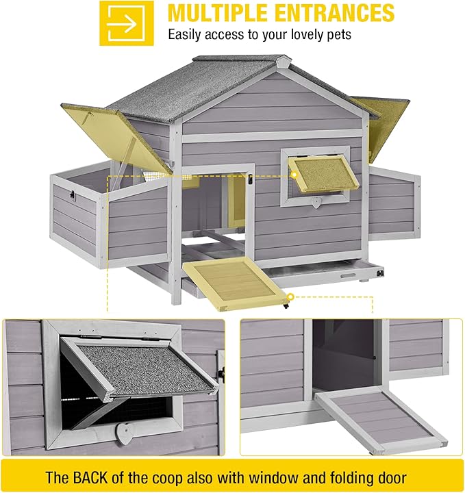 Aivituvin Chicken Coop with Two Large Nesting Boxes Wooden Hen House Outdoor Poultry Cage Duck Coop Weatherproof