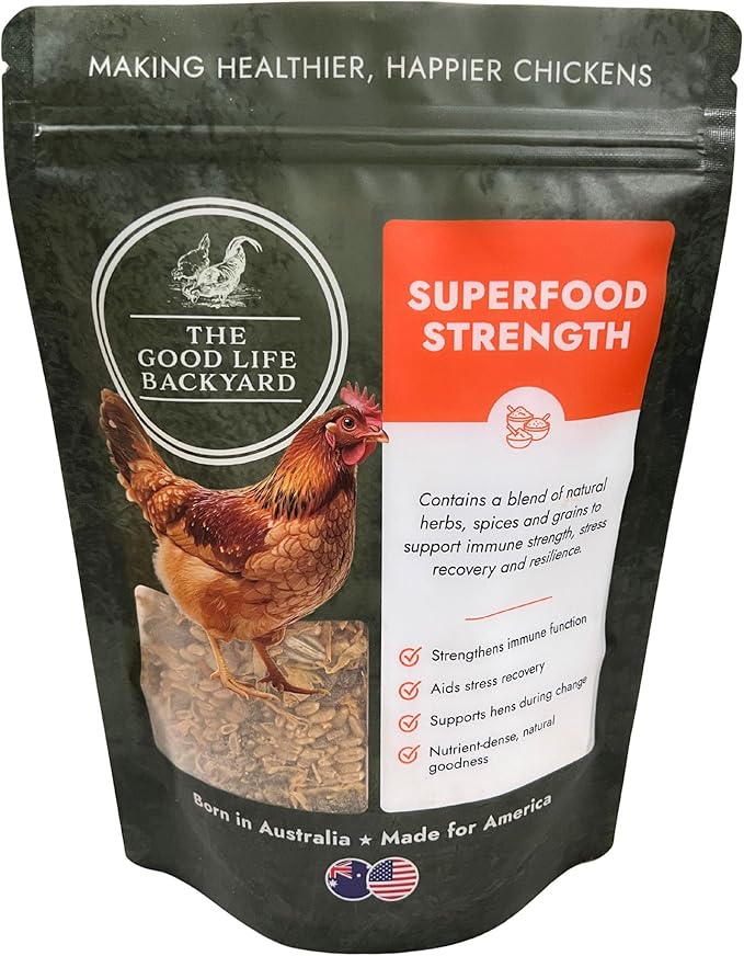 Good Life Backyard Superfood Strength for Chickens – General Wellbeing Nutrient Rich Poultry Supplement (1 lb Pouch) | Hatching Time