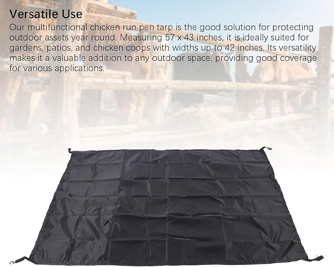 Focket Chicken Coop Tarp, 57x43in Cover, Silver Coated Oxford Fabric Dust Proof Pen Cover with for Outdoor Poultry Protection