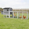 Large Wooden Chicken Coop with Outdoor Run & Nesting Box, Fir Wood Poultry Cage for 2-4 Hens, Waterproof Anti-UV Hen House, Predator-Proof Rabbit Hutch for Backyard & Garden