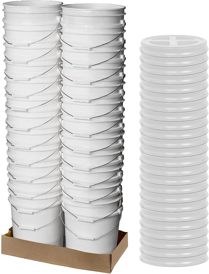 ePackageSupply Premium 5 Gallon Food Grade Plastic Pail with Gamma Seal Lid | Made in USA | BPA-Free | Heavy-Duty 90 Mil | Airtight Stackable Container, 24 Count
