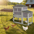 Large Mobile Chicken Coop with Run, 79" Outdoor Wooden Poultry Cage on Wheels, All-Steel Frame Hen House, Waterproof Roof, Nesting Box, for 4-6 Chickens