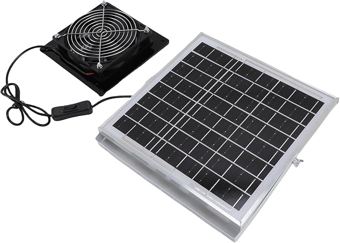 8W Solar Powered Exhaust Fan, IP67 High Speed Ventilation Fan with 8W Solar Panel, for Chicken Coop Greenhouse Shed Pet House Window Ventilation