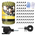 Upgraded Electric Fence Poly Wire 656 Feet 200 Meters and 50 Pcs Black Electric Fence Insulator Screw-in Insulator Fence Ring Wood Post with 1 Pcs Insulator Socket Tool